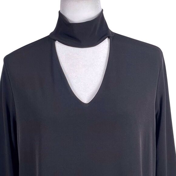 NWT Clara Sunwoo Choker V-Neckline Tunic Size Medium 3/4 Sleeve Black Lagenlook - Picture 6 of 16